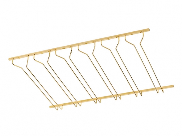 Model CMGR-3 Coated Polished Brass Channel Mounted Bar Glass Rack 3’ - ESP Metal Products & Crafts