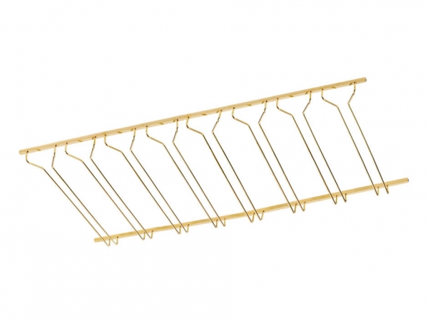 Model CMGR-4 Coated Polished Brass Channel Mounted Bar Glass Rack 4’ - ESP Metal Products & Crafts