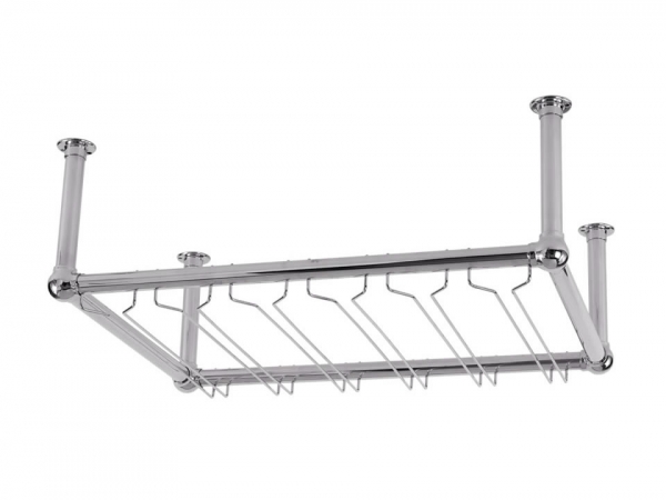 Model OHGR-3 Polished Chrome Overhead Bar Glass Rack - ESP Metal Products & Crafts