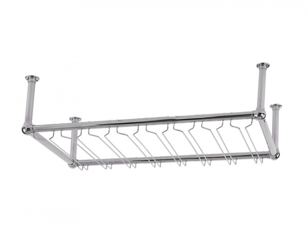 Model OHGR-4 Polished Chrome Overhead Bar Glass Rack - ESP Metal Products & Crafts