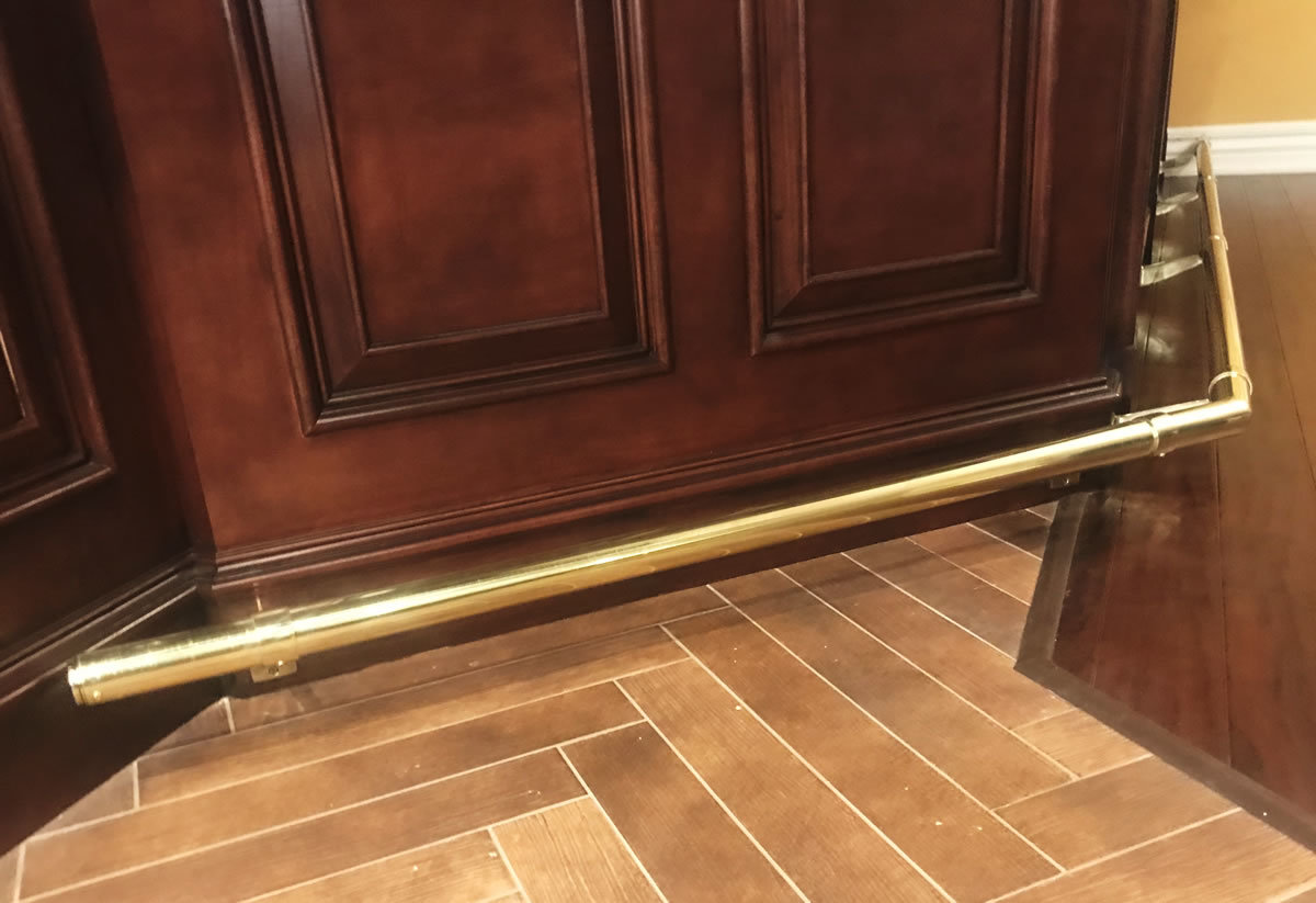 Clear Coated Brass Foot Rail with 109 Brackets