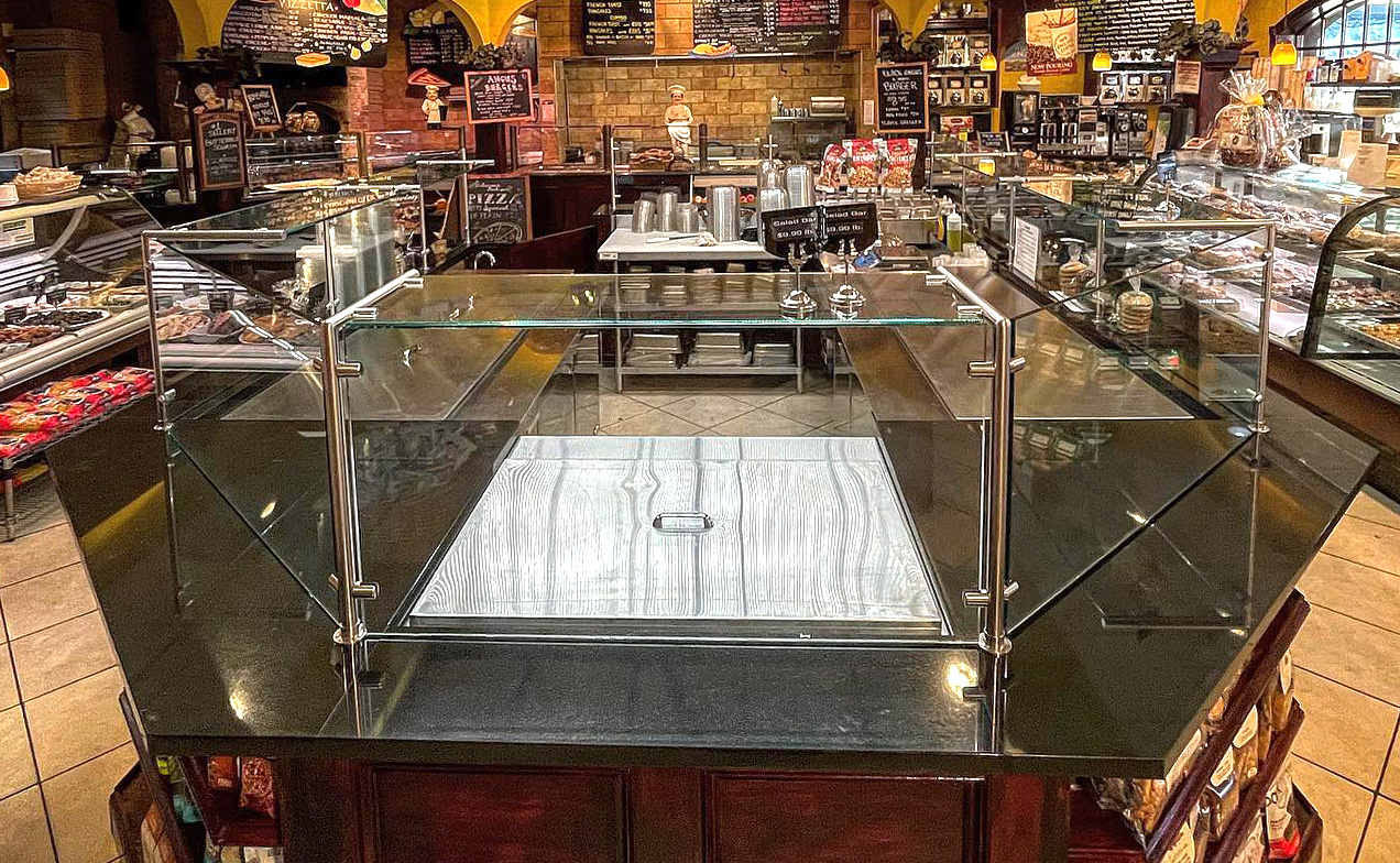 Stainless Steel Partition Post Food Shield | Cravings Market - Plainview, NY