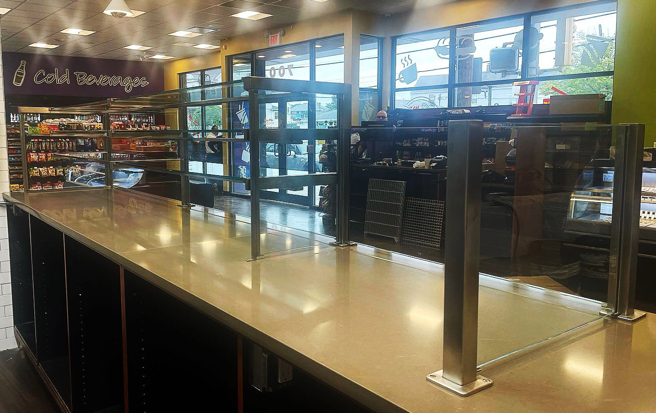 Satin Stainless Steel Food Shield with LED Lights | Fialkoff's Express - Woodmere, NY