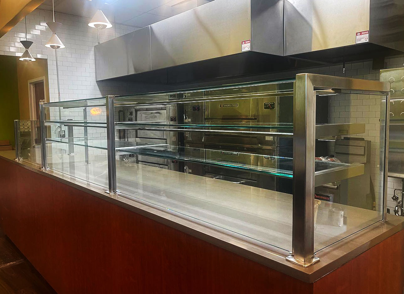 Satin Stainless Steel Food Shield with LED Lights | Fialkoff's Express - Woodmere, NY