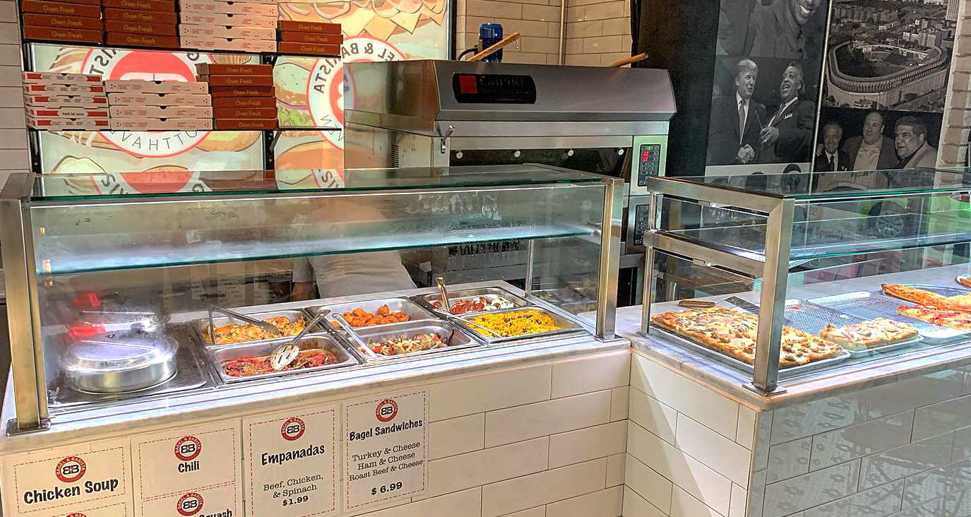 Satin Stainless Steel Food Shields with LED Lights | Mott Haven Bagel, Bronx NY
