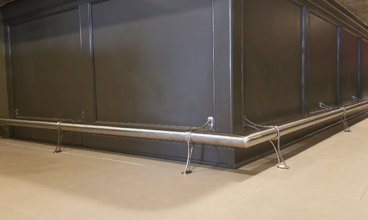 Satin Stainless Steel Foot Rail with Model 100 Combination Brackets