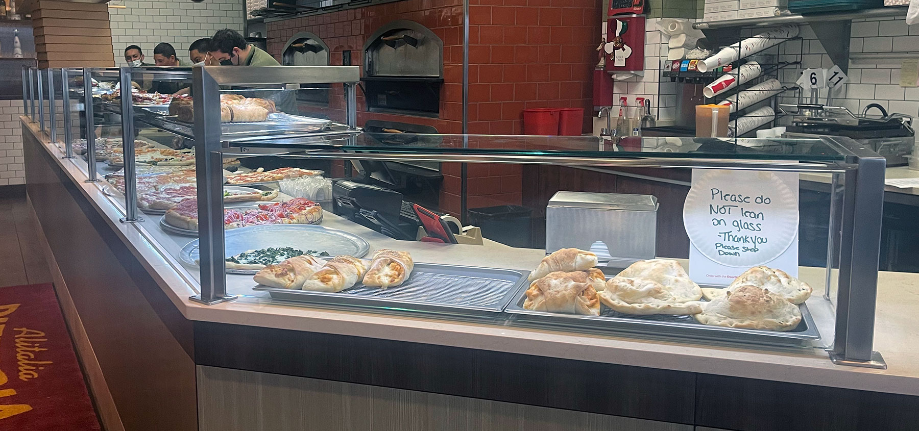 Satin Stainless Steel Food Shields with LED Lights - Alitalia Pizzeria