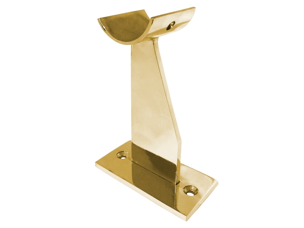 Model 104 Coated Polished Brass Floor Mounted Foot Rail Bracket - ESP Metal Products & Crafts